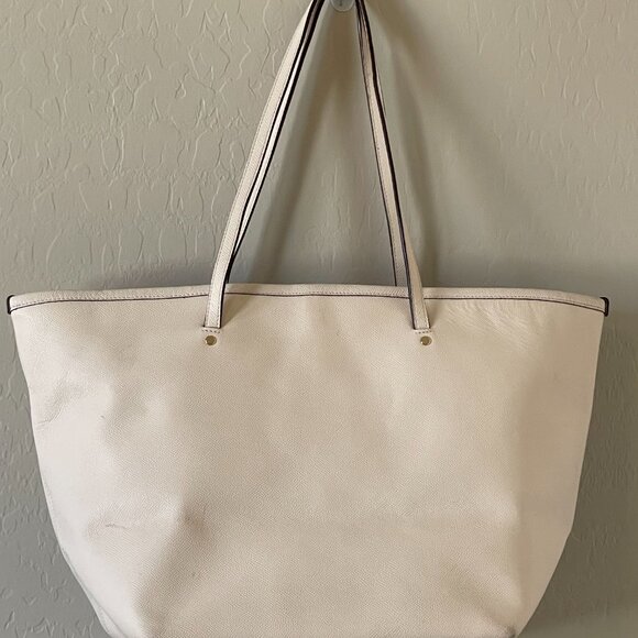 Coach Street Zip Crossgrain Leather Tote F341403 - Chalk - Picture 4 of 12